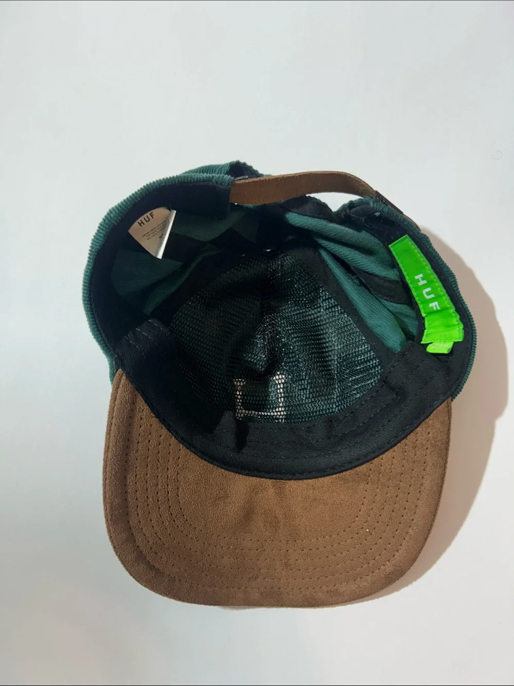 HUF Green & Brown Corduroy Baseball Cap with White 'H' Patch